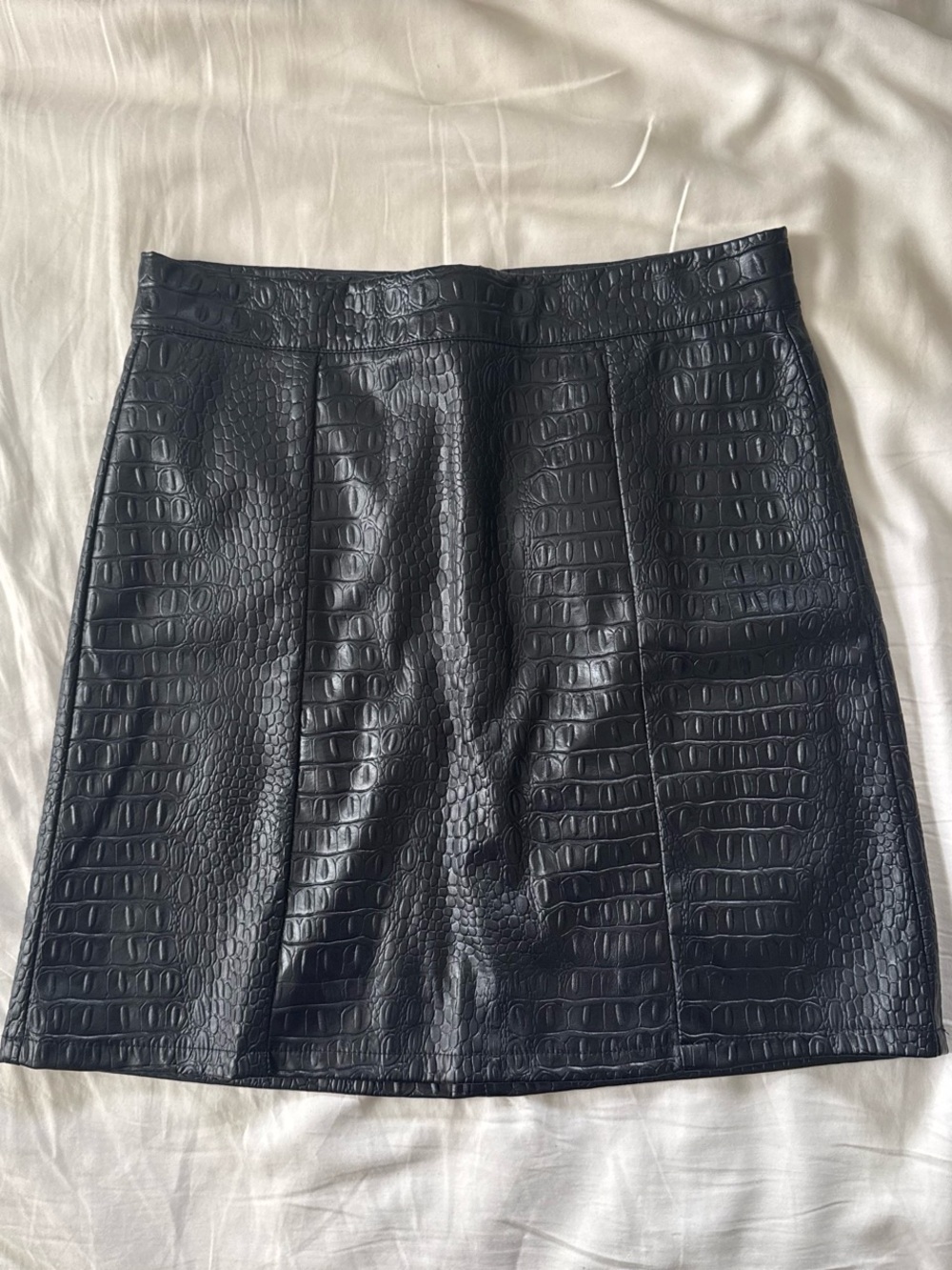 AKIRA Black Faux Croc Mini Skirt